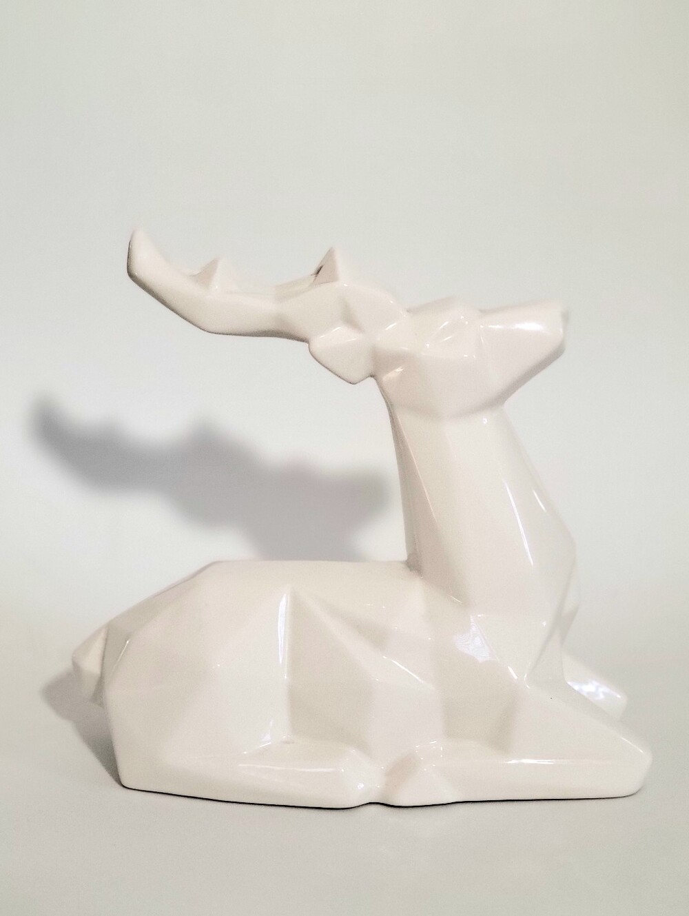 Geometric Ceramic Deer Figurine in White